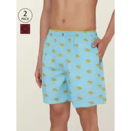 XYXX Sky Blue & Maroon Cotton Relaxed Fit Printed Boxers - Pack Of 2-picture-13
