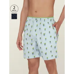 XYXX Sky Blue & Navy Cotton Relaxed Fit Printed Boxers - Pack Of 2-picture-12