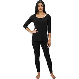 xyxx Womens Cotton Rich Warm Thermal Set |Snug Fit-Solid | IntelliHeat Warm and Comfortable| Women Thermal Top & Bottom Set-picture-15