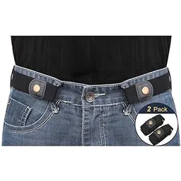 No Buckle Elastic Belt for Men/Women 2 Pack Black, Fits waist 24-35in-image-18