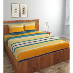 yaakholic Yellow Microfibre 220 TC King Size Fitted Bedsheet With 2 Pillow Covers-picture-20