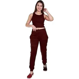 yagnapurush Women's Co-ord Set Track suit Ethnic Co Ord Set Trendy Co-ord Set Gym Wear Running Set Work Out Set Strechable Sleeveless Crop Top with Long Pants Suit Set-picture-43