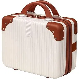 Yagzon ABS Hard Shell Cosmetic Travel Hand Luggage Portable Carrying Makeup Case Suitcase Organizer Box Vanity Mini Suitcase 14'' Books, Bottles, Clothes, Small Accessory Bag, 30 cm, No Wheels, Brown-picture-27