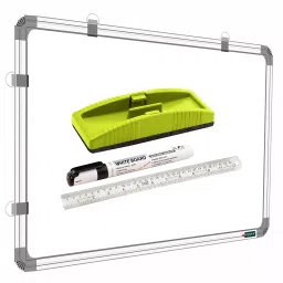 YAJNAS Non-Magnetic 45.72 x 60.96 cm (1.5x2 Feet) Dual Sided White Boardand Chalk Board one Side White Markerand Reverse Side Green Chalk Board Surface + Duster + Markerand 30 cm Scale (Pack of 4)-picture-24