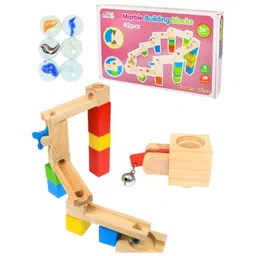 YAMAMA 42-Piece Wooden Marble Run Block Set for Kids Fun Entertainment Educational Marble Building Blocks Toys For Kids - Multicolor-picture-11