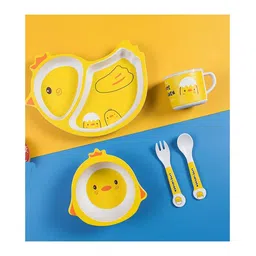 YAMAMA Cute Chicken Shape Bamboo Tableware for Kids (Pack of 1)  Color May Vary-picture-23
