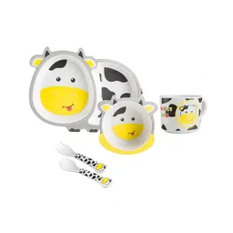 YAMAMA Lovely Cow Shape Bamboo Multi Piece Feeding Set Pack of 5   Color May Vary-picture-16