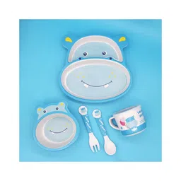 YAMAMA Lovely Hippo Shape Bamboo Multi Piece Feeding Set Pack of 5   Color May Vary-picture-15