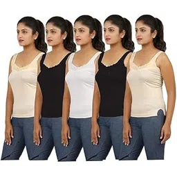 yamkay Women's Multi-Colored Cotton Camisole Tank Top -(Pack of 5-picture-46
