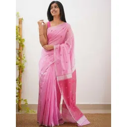 YAMUNE Ethnic Motifs Embroidered Pure Cotton Handloom Khadi Saree-picture-26