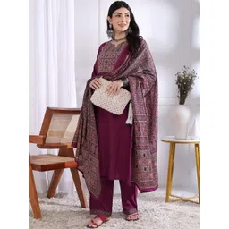 YAMUNE Women Ethnic Motifs Embroidered Regular Mirror Work Kurta with Palazzos & With Dupatta-picture-31