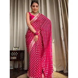 YAMUNE Women Woven Design Zari Banarasi Saree With Blouse Piece-picture-28