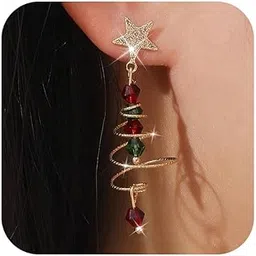 yanchun Christmas Earrings for Women Stocking Stuffers Christmas Jewelry for Women Xmas Dangle Earring Christmas Tree Jingle Bell Reindeer Snowflake Earrings Christmas Gifts-picture-23