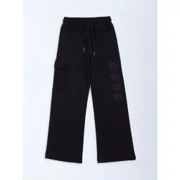 Y&F Kids by Westside Black Relaxed-Fit Mid-Rise Cotton-Blend Trousers-picture-17