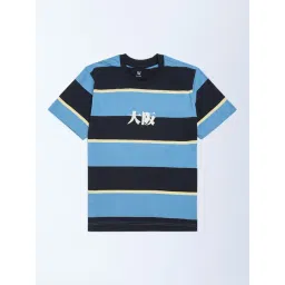 Y&F Kids by Westside Blue Colour-Blocked Cotton T-Shirt-picture-11