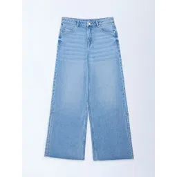 Y&F Kids by Westside Blue Faded Wide-Leg High-Rise Jeans-picture-19