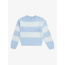 Y&F Kids by Westside Blue Striped Knit-Textured Sweater-picture-17