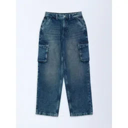 Y&F Kids by Westside Blue Washed Relaxed-Fit Mid-Rise Jeans-picture-16