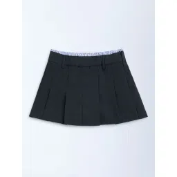 Y&F Kids by Westside Charcoal Box Pleated High-Rise Skorts-picture-18