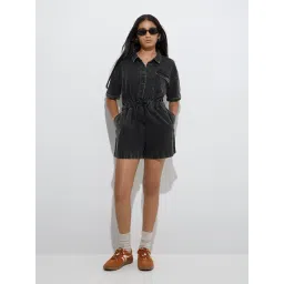 Y&F Kids by Westside Charcoal Denim Playsuit-picture-33