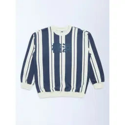 Y&F Kids by Westside Dusty Blue Striped Cotton-Blend Sweatshirt-picture-19