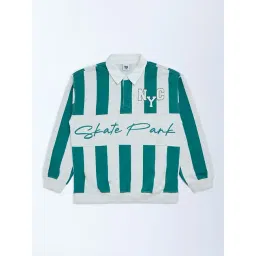 Y&F Kids by Westside Green Striped Cotton-Blend Sweatshirt-picture-37