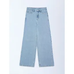 Y&F Kids by Westside Light Blue Embroidery Relaxed-Fit High-Rise Jeans-picture-20