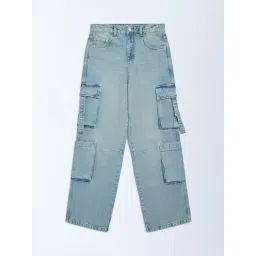 Y&F Kids by Westside Light Blue Faded Relaxed-Fit High-Rise Jeans-picture-22