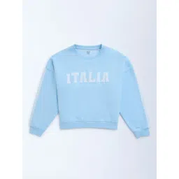 Y&F Kids by Westside Light Blue Text Design Cotton-Blend Sweatshirt-picture-26