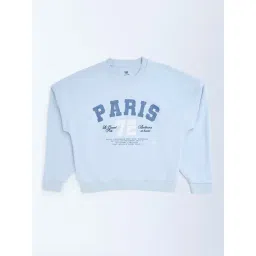 Y&F Kids by Westside Light Blue Text Design Cotton-Blend Sweatshirt-picture-25