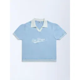Y&F Kids by Westside Light Blue Text Design Cotton Sweater-picture-23