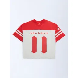 Y&F Kids by Westside Off-White Colour-Blocked Cotton T-Shirt-picture-14