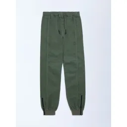 Y&F Kids by Westside Olive Mid-Rise Cotton-Blend Joggers-picture-33