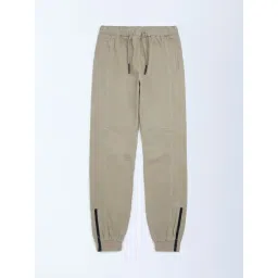 Y&F Kids by Westside Taupe Mid-Rise Cotton-Blend Joggers-picture-32