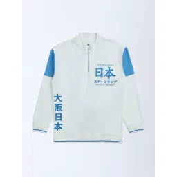 Y&F Kids by Westside White Cotton-Blend Three-Quarter Zip Sweatshirt-picture-15