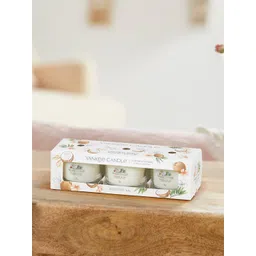 YANKEE CANDLE Set of 3 White Solid Coconut Beach Pillar Scented Candles-picture-37