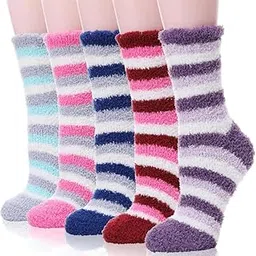 yanwenx Womens Fuzzy Socks Slipper Soft Cabin Plush Warm Fluffy Winter Sleep Cozy Adult Socks Pack Of 5-picture-50