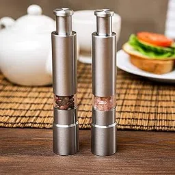 Yasamazing Stainless Steel Thumb Push Mechanical Pepper Mill Grinder Muller Pack of 2-picture-17