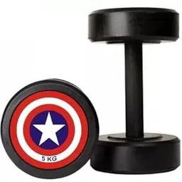 YASH FITNESS Captain America Style Black Rubber Weight Dumbbells - 5kg Each, Dumbbells for Home Gym & Strength Training (10Kg Pair)-picture-15