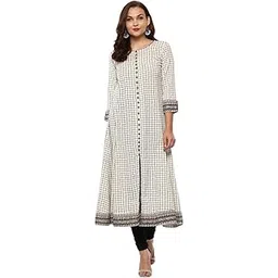 Women's Cotton Relaxed Fit Anarkali Plus Size Printed Kurta-image-33
