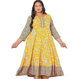 Yash Gallery Women's Plus Size Maternity Wear Floral Printed Anarkali Maxi Dress-image-21