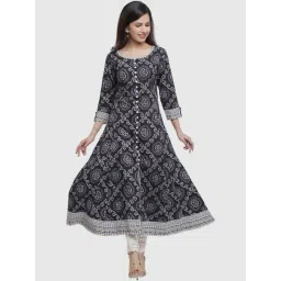 YASH GALLERY Black Cotton Bandhani Print A Line Kurta-picture-46
