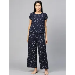 YASH GALLERY Blue Polka Dots Top Payjama Set-picture-42