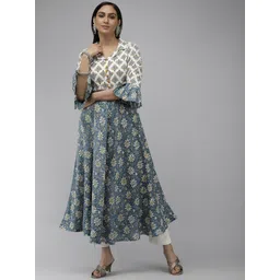 YASH GALLERY Floral Printed Flared Sleeves A-Line Kurta-picture-41