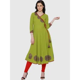 YASH GALLERY Green Printed A Line Kurta-picture-36