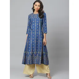 YASH GALLERY Women Blue  Golden Printed Anarkali Kurta-picture-34