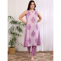YASH GALLERY Women Floral Printed Regular Pure Cotton Kurta with Trousers & With Dupatta-picture-25