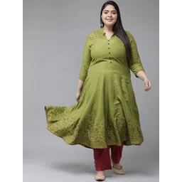 YASH GALLERY Women Green Floral Printed Anarkali Kurta-picture-39