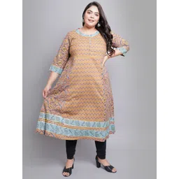 YASH GALLERY Women Multicolour Plus Size Floral Printed A-Line kurta-picture-50