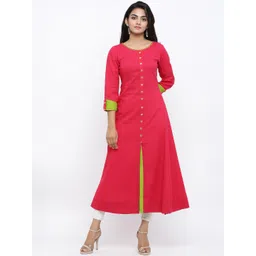 YASH GALLERY Women Pink Embroidered A-Line Kurta-picture-21